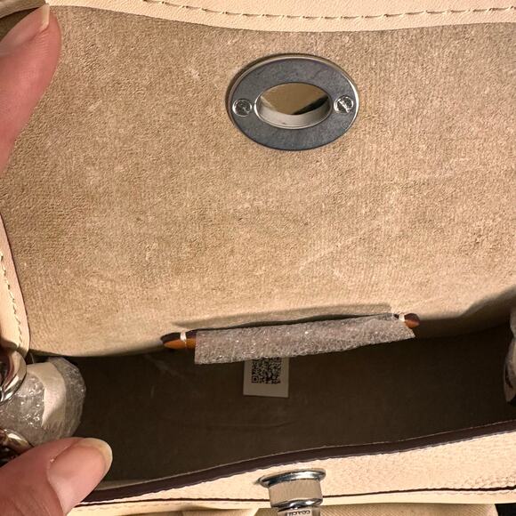 COACH COACHTOPIA Dinky Cloud Bag Mini Micro Wavy Leather Cream Chain Link Strap - Picture 9 of 15